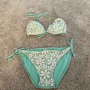 Xhilaration mint green and white bikini set.